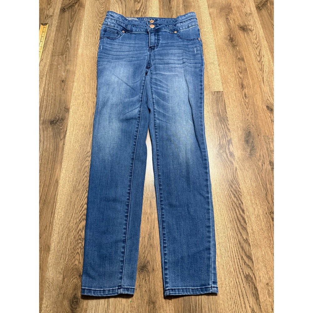 Cherokee Jeans Girls Size 16 Blue Denim High Rise Super Skinny Double Button